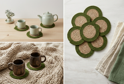 Loom & Lake Coasters | Water Hyacinth + Upcycled Cotton Rope