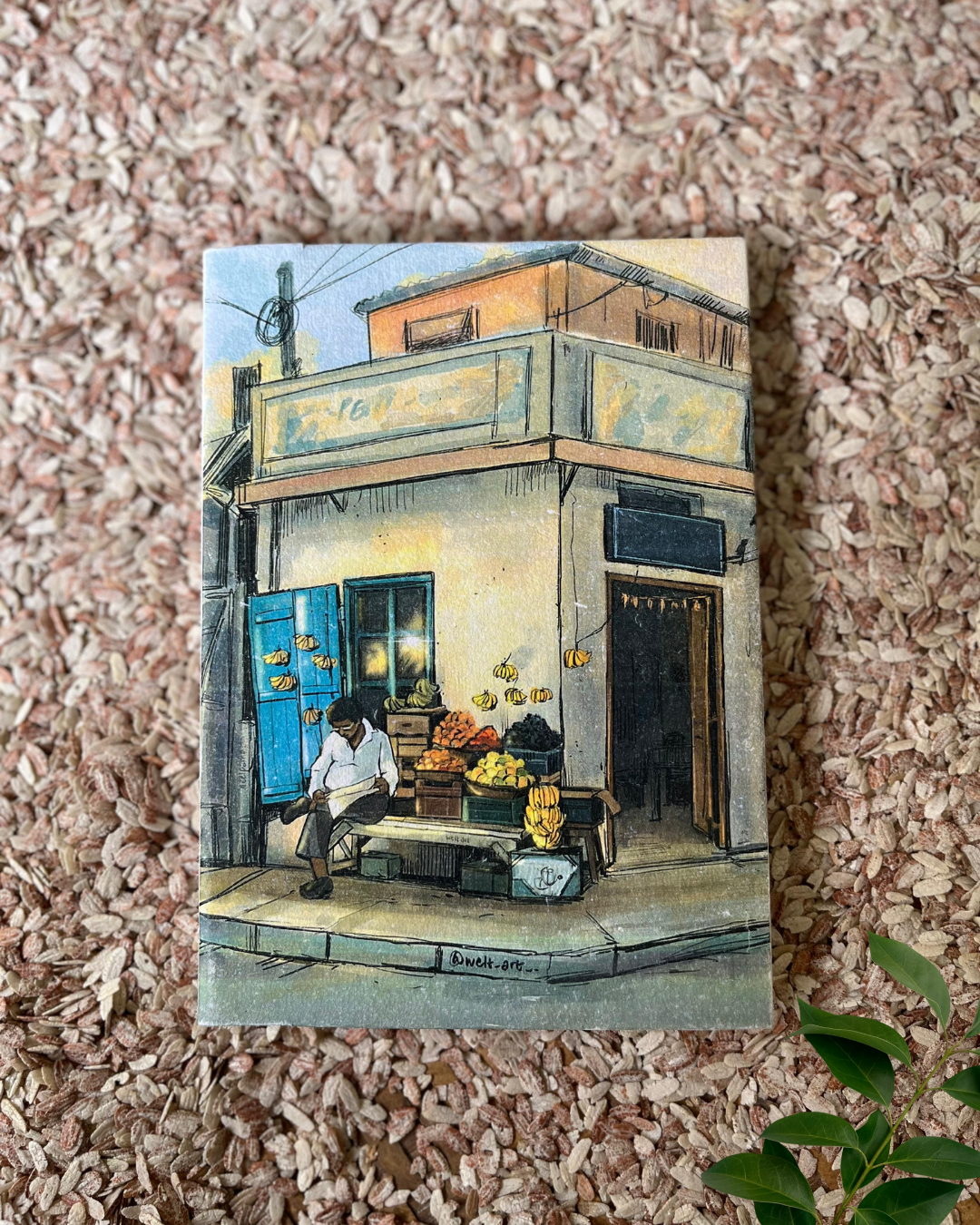 Corner Street by Neelparna Barman, Recycled Cotton Paper Notebook Artist Edition
