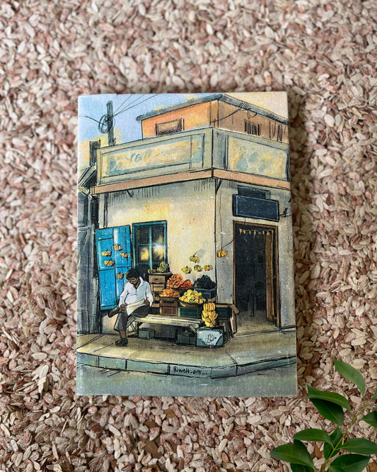 Corner Street by Neelparna Barman, Recycled Cotton Paper Notebook Artist Edition