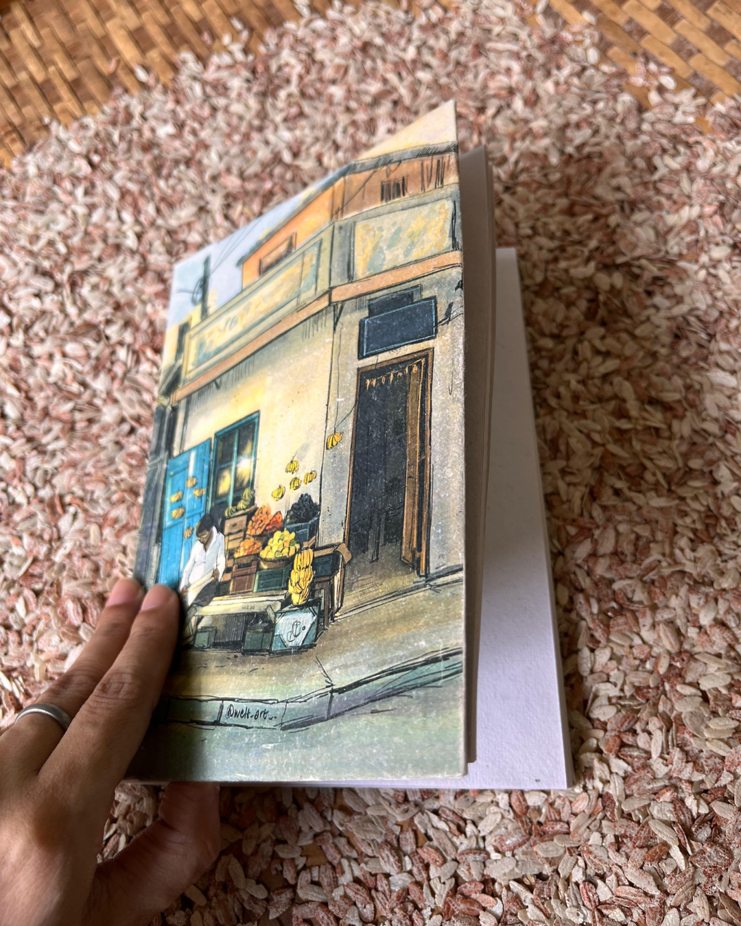 Corner Street by Neelparna Barman, Recycled Cotton Paper Notebook Artist Edition
