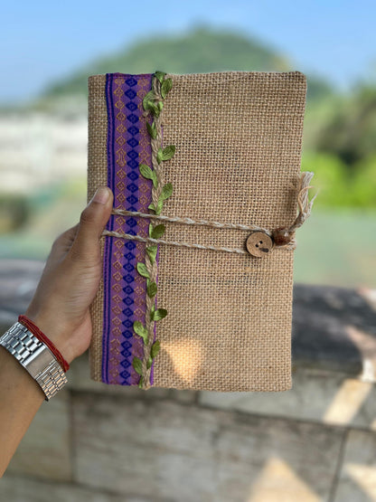 Upcycled Jute + Textile Diary Cover | A5