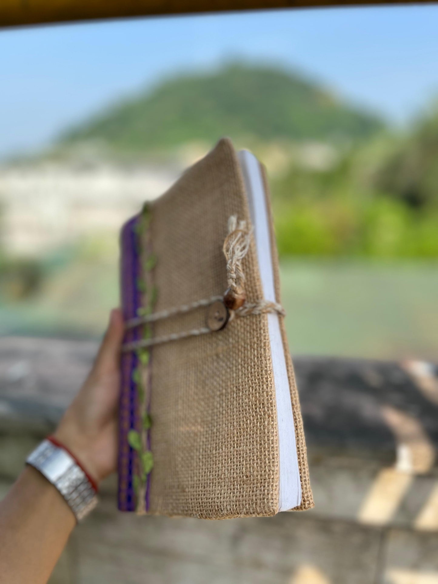 Upcycled Jute + Textile Diary Cover | A5
