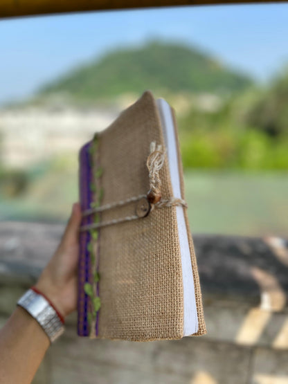 Upcycled Jute + Textile Diary Cover | A5